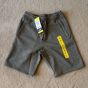 PUMA Men's Embossed Logo Fleece Short, Gray, Small and Medium